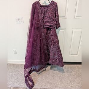 Elegant Purple Embroidered Lehenga Set